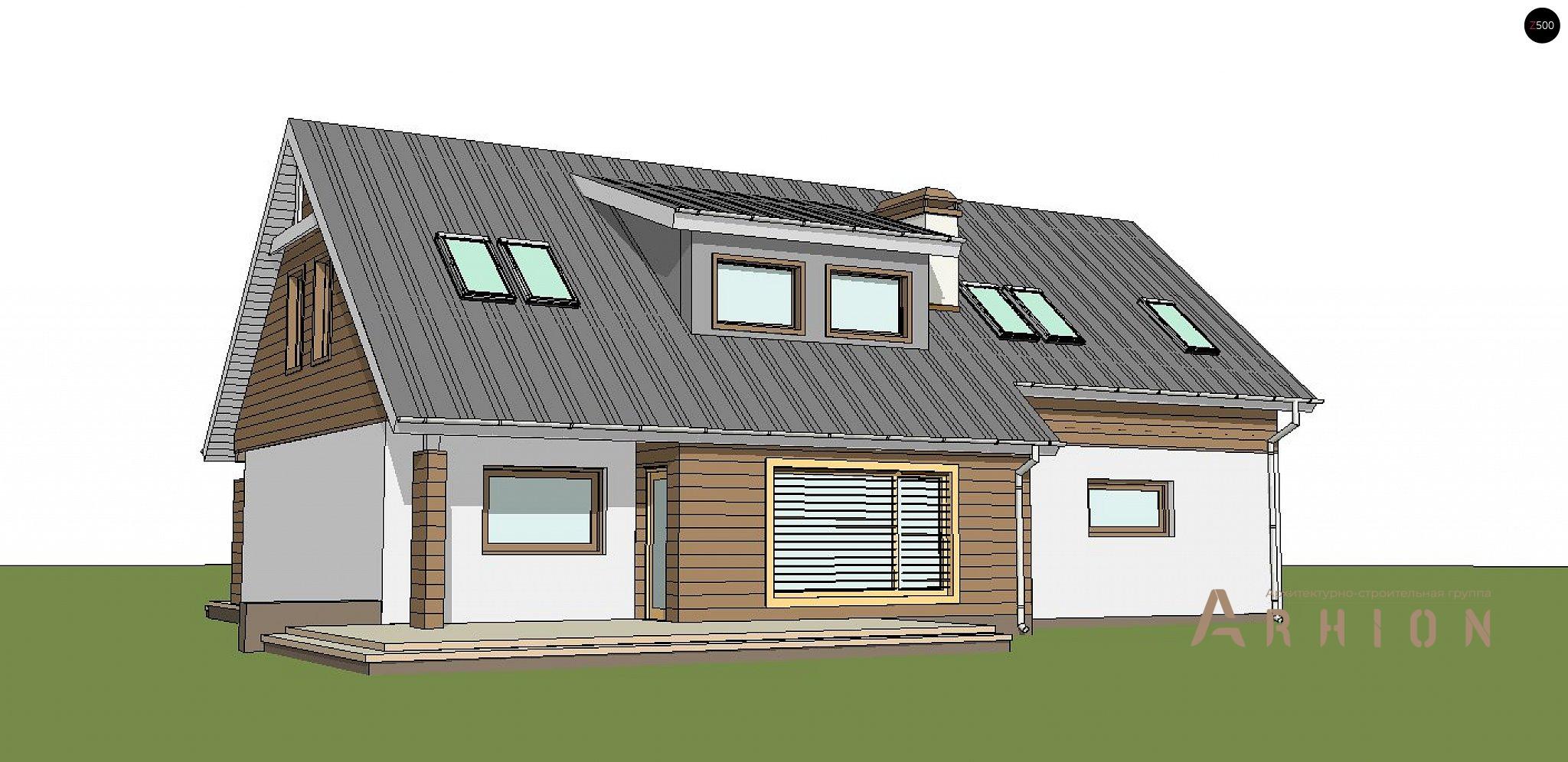 2. Проект одноэтажного дома в современном стиле с двускатной кровлей, Z68 GL2, площадью - 230 кв c мансардой, терассой, гаражом, эркером